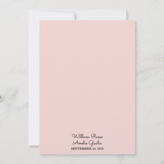 Lange Tule Regal Royal Glam Blush Roze Bruiloft Kaart (Achterkant)