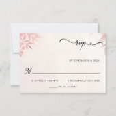 Lange Tule Regal Royal Glam Blush Roze Bruiloft RSVP Kaartje (Voorkant)