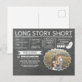 Lange Verhaal Kort Huwelijks- En Babyfeest Aankondigingskaart (Voorkant / Achterkant)