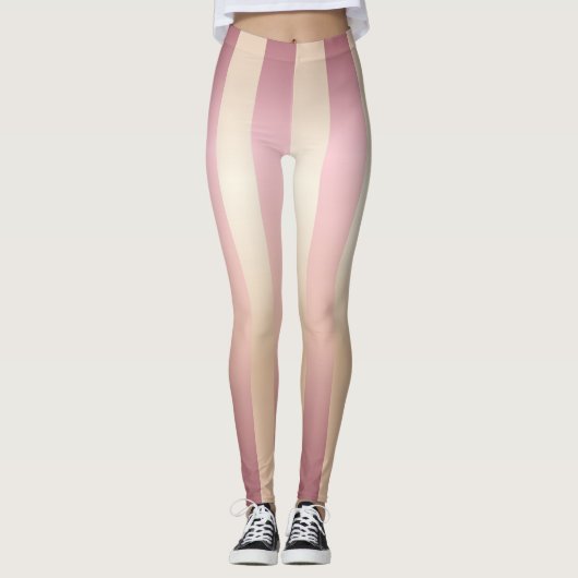 Lange Verticale Gouden Roos, Ivoor, Streep Legging (Voorkant)