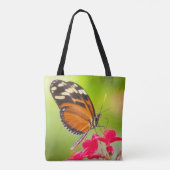 Lange vlinder op een rode bloem tote bag (Achterkant)