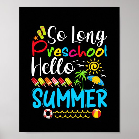 Lange voorschoolse Hallo zomerdag op school. Poster (Voorkant)