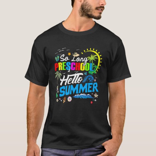 Lange voorschoolse Hallo zomerdag op school T-shirt (Voorkant)