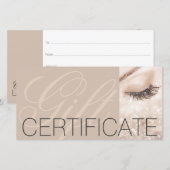 Lange wimpers Cadeaubon Beige Cream Bedankkaart (Voorkant / Achterkant)