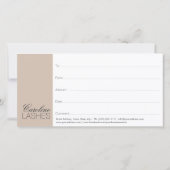 Lange wimpers Cadeaubon Beige Cream Bedankkaart (Achterkant)