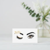 Lange wimpers Mooie Ogen met Waterverf Bloemen Visitekaartje (Staand voorkant)