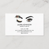 Lange wimpers Mooie Ogen met Waterverf Bloemen Visitekaartje (Achterkant)