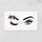 Lange wimpers Mooie Ogen met Waterverf Bloemen Visitekaartje (Voorkant)