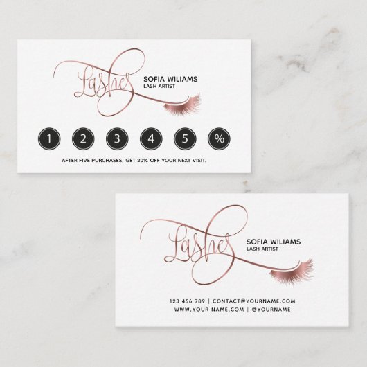 Lange wimpers & wenkbrauwen Make-up Artist Roos Go Klantenkaartje (Voorkant / Achterkant)