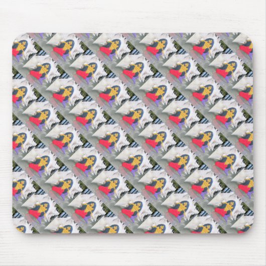 lange zwarte haarverslaafden in mousepad muismat (Voorkant)