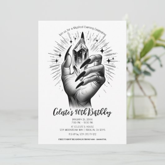 Lange zwarte nagels Crystal Energy  Verjaardag Kaart (Staand voorkant)