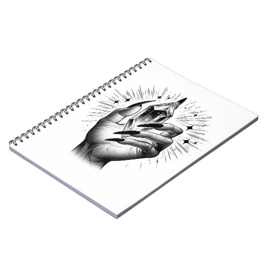 Lange zwarte nagels & Crystal Magic Spell Grimoire Notitieboek (Linkerzijde)