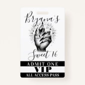 Lange zwarte nagels Crystal Verjaardag VIP Access  Badge (Voorkant)