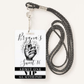 Lange zwarte nagels Crystal Verjaardag VIP Access  Badge (Achterkant met draagriem)