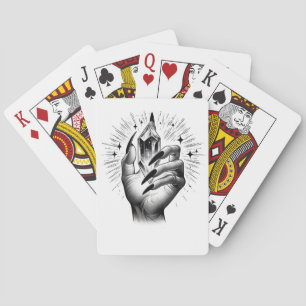 Lange Zwarte Nagels & Kristal Energie Magie Vintag Pokerkaarten