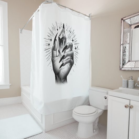 Lange zwarte spijkers & Crystal Energy Magic  Douchegordijn (In situ)