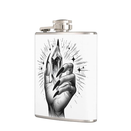 Lange zwarte spijkers & Crystal Energy Magic  Heupfles (Links)