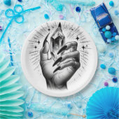 Lange zwarte spijkers & Crystal Energy Magic Papieren Bordje (Feest)