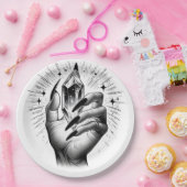 Lange zwarte spijkers & Crystal Energy Magic Papieren Bordje (Feest)