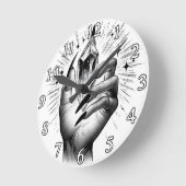 Lange zwarte spijkers & Crystal Energy Magic  Ronde Klok (Hoek)