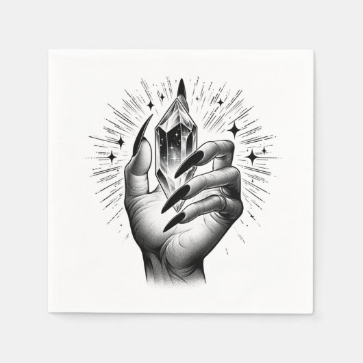 Lange zwarte spijkers & Crystal Energy Magic Servet (Voorkant)