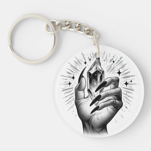 Lange zwarte spijkers & Crystal Energy Magic  Sleutelhanger (Voorkant)