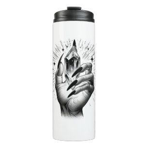 Lange zwarte spijkers & Crystal Energy Magic Thermosbeker