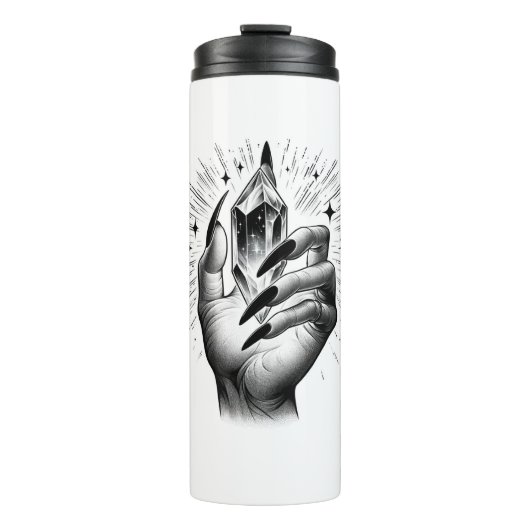 Lange zwarte spijkers & Crystal Energy Magic  Thermosbeker (Voorkant)