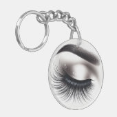 Lange zwarte wimper extensies schoonheid  sleutelhanger (Voorkant Links)