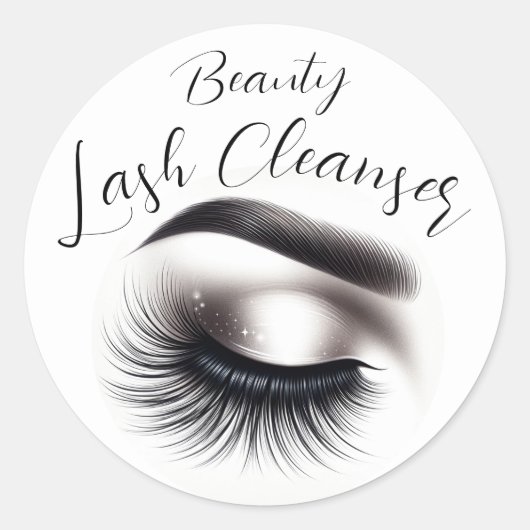 Lange Zwarte Wispy Wimpers Lash Extensions Beauty Ronde Sticker (Voorkant)