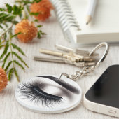 Lange Zwarte Wispy Wimpers Lash Extensions Beauty Sleutelhanger (Voorkant Rechts)