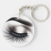 Lange Zwarte Wispy Wimpers Lash Extensions Beauty Sleutelhanger (Achterkant)