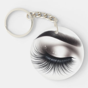 Lange Zwarte Wispy Wimpers Lash Extensions Beauty Sleutelhanger