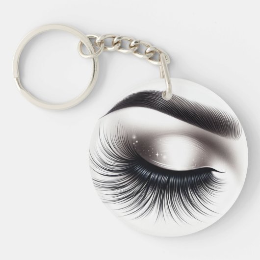 Lange Zwarte Wispy Wimpers Lash Extensions Beauty Sleutelhanger (Voorkant)