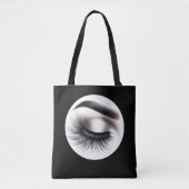 Lange Zwarte Wispy Wimpers Lash Extensions Beauty Tote Bag (Voorkant)