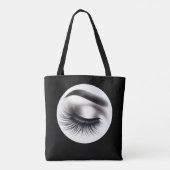 Lange Zwarte Wispy Wimpers Lash Extensions Beauty Tote Bag (Achterkant)