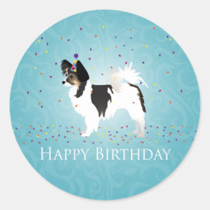 Langehardende Chihuahua Birthday Design Ronde Sticker