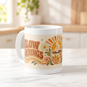 Langemorgen Goede Koffie Retro Typografie Mok