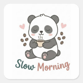 Langemorgenpanda-sticker | Schattige gezellige est Vierkante Sticker