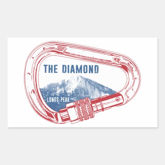 Langen Peak Diamond Rock Beklimming Carabiner Rechthoekige Sticker (Voorkant)