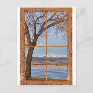 Langen Peak Winter Lake Barn Wood Afbeelding Windo Briefkaart