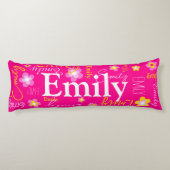 Langere naam patroon roze geel, aangepast lichaamskussen (Achterkant)