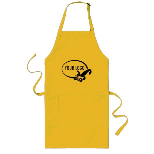 Langgeel Schort Uniform met Pockets Custom Logo (Voorkant)