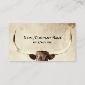 langghorn koe foto kunst sepia land rustiek visitekaartje (Voorkant)