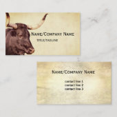 langghorn koe foto kunst sepia rustic  stijl visitekaartje (Voorkant / Achterkant)