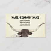 langghorn koe foto sepia rustic land visitekaartje (Achterkant)