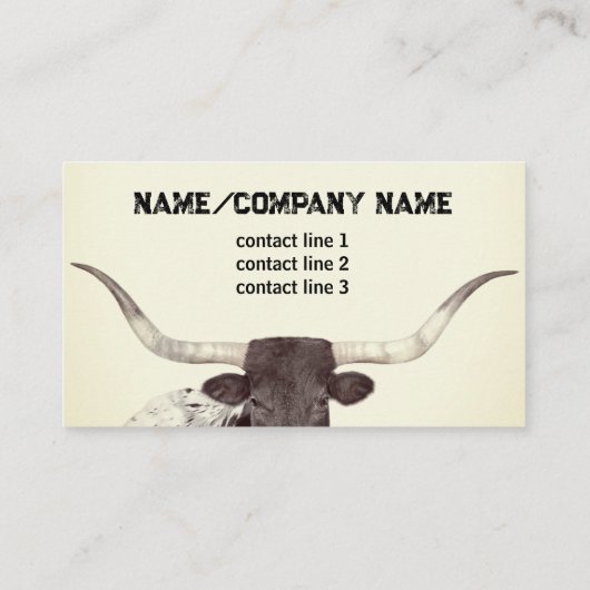 langghorn koe foto sepia rustic land visitekaartje (Achterkant)