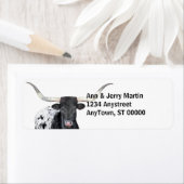 langghorn - koe zwart - witte fotografie etiket (Insitu)