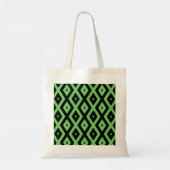 Langgroen en zwart diamantpatroon tote bag (Achterkant)