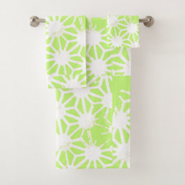 Langgroen geometrisch patroon bad handdoek